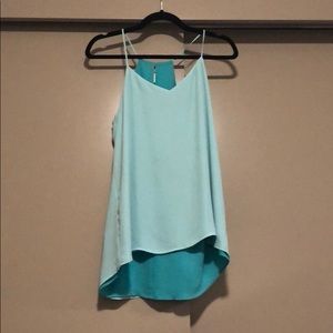 Blue and turquoise reversible tank top